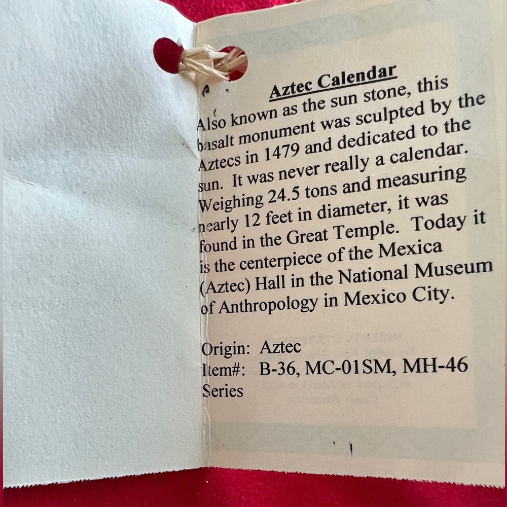 Disney Park - Aztec Solar Sun Inlay Stones Calendar Plaque Maya Inca Sculpture - Picture 2 of 7